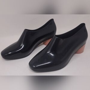 Melissa Mid Pump Shoes Black Pink Jelly Contrast Heel 6 US / 37 EU